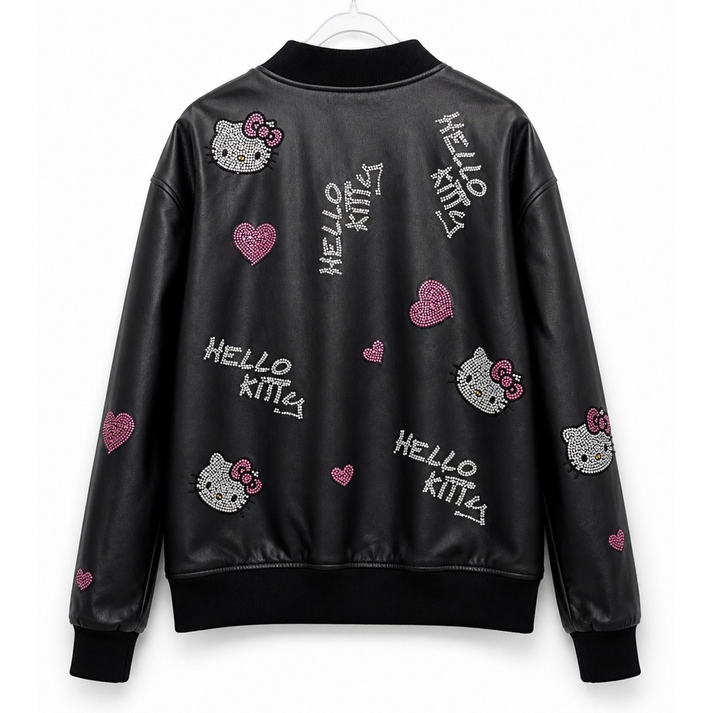 FOREVER 21 x Hello kitty Rhinestone Bomber Jacket Large Deadstock NWT New D50 - Picture 3 of 6